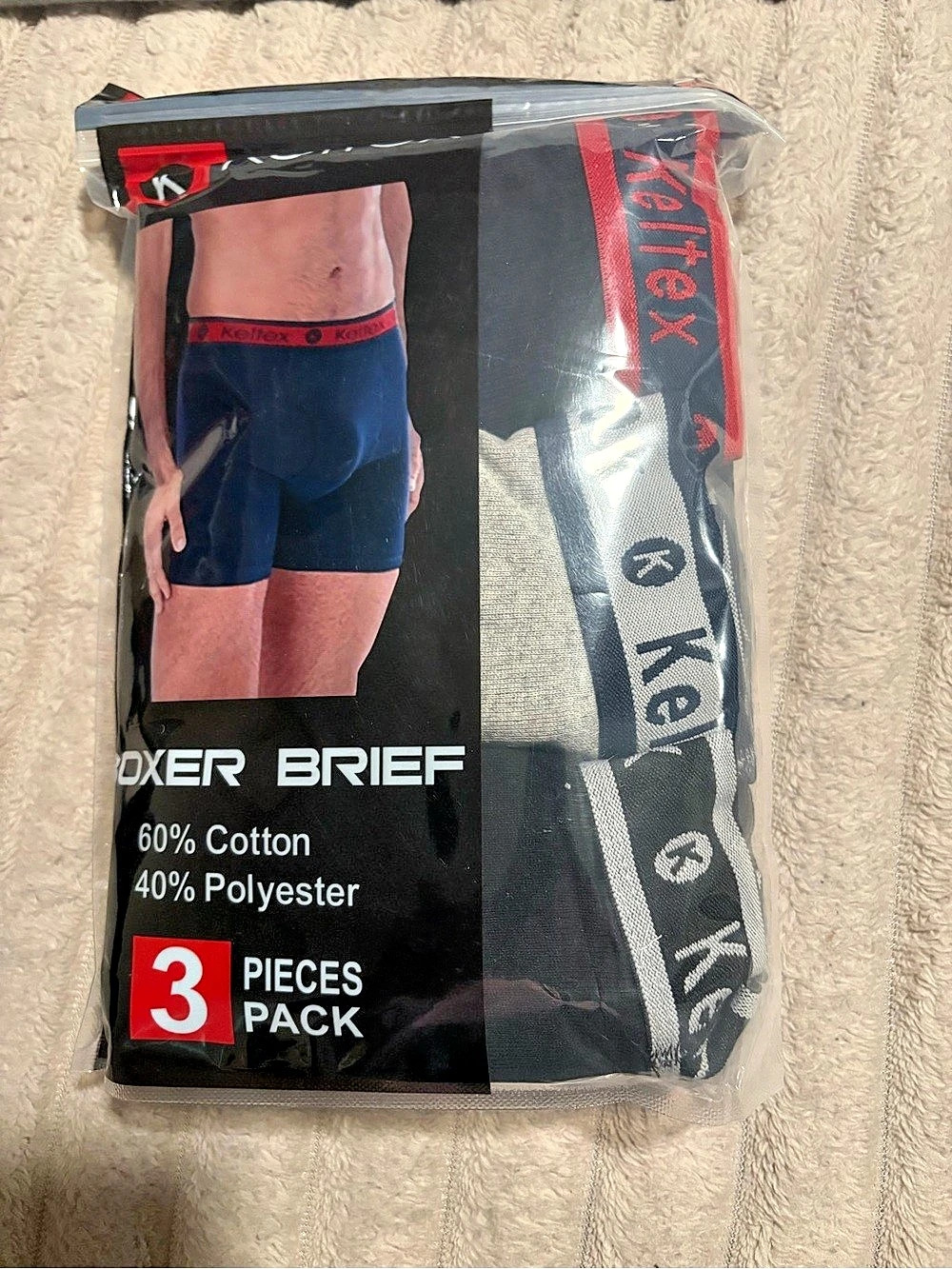 Keltex Boxer Brief 3-Piece Pack Black & Red 2XL NWT
